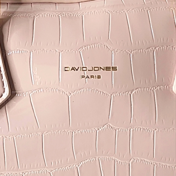 David Jones Paris Pink Patent Leather Embossed Croc Shoulder Handbag - Picture 7 of 8